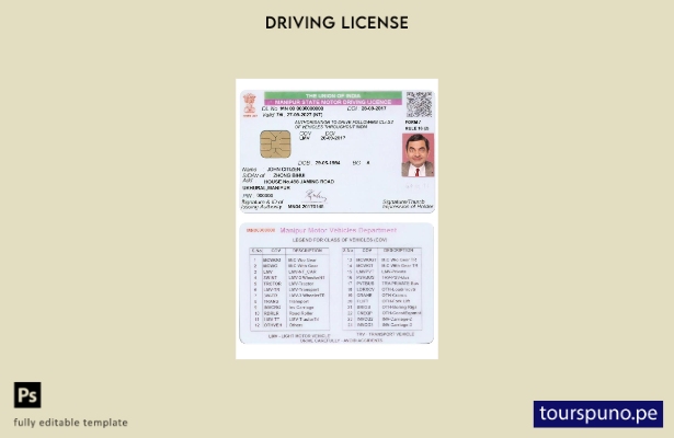 lista para imprimir la plantilla de licencia de conducir del estado de India Man